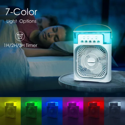 Ventilador con Luz LED y Humidificador