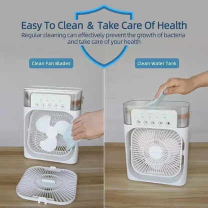 Ventilador con Luz LED y Humidificador