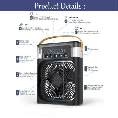 Ventilador con Luz LED y Humidificador