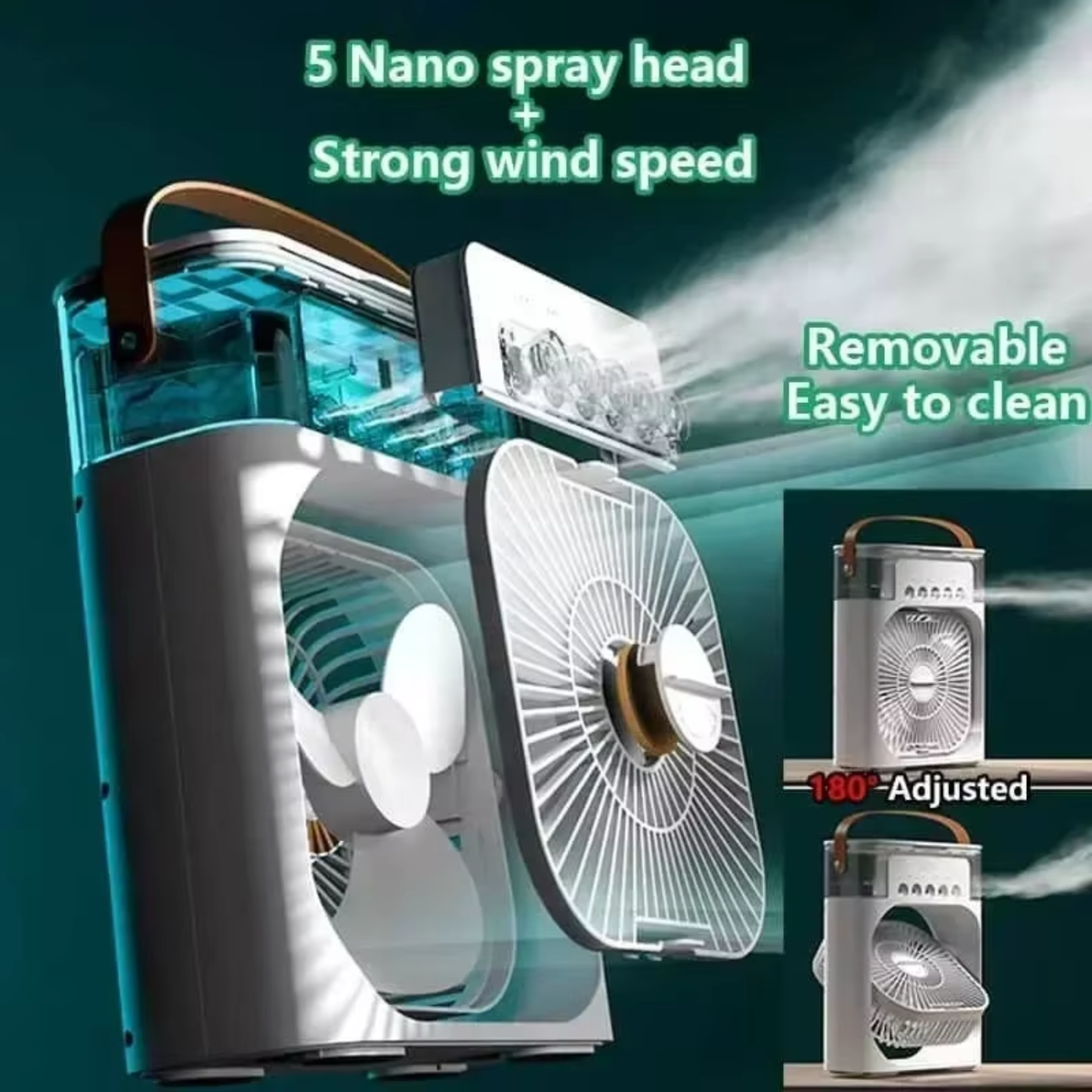 Ventilador con Luz LED y Humidificador