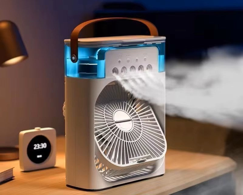 Ventilador con Luz LED y Humidificador